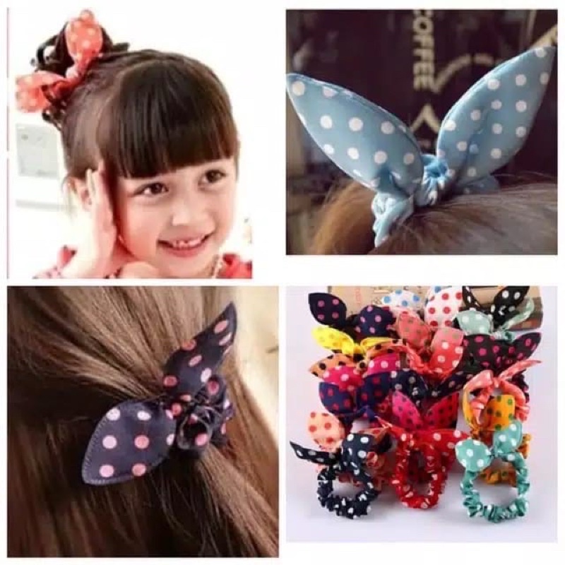 Ikat Rambut Chibi / Kunciran Rambut Chibi Telinga kelinci motif lucu / ikat rambut karet / Ikat rambut chibi lucu