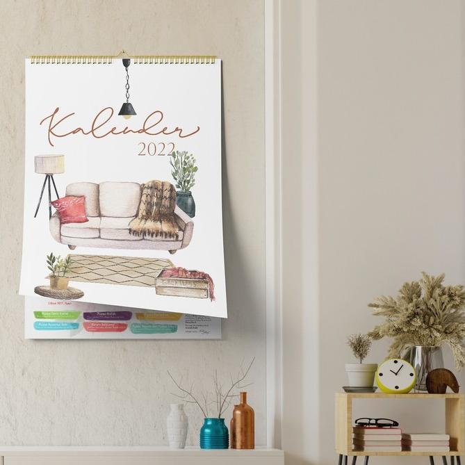 

[(BAYAR DITEMPAT) 2022 Kalender Puasa, Kalender Dinding SPIRAL Masehi Hijriyah ukuran A3+ Tema Cozy Home Scandinavian