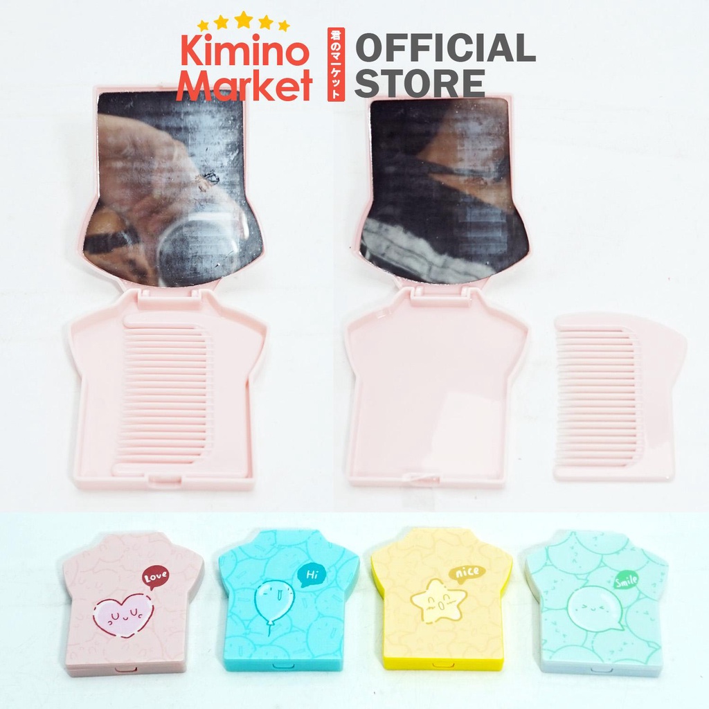 Cermin Portable Bintang Mini Travelling 6x8 cm Mirror Beauty dengan Sisir