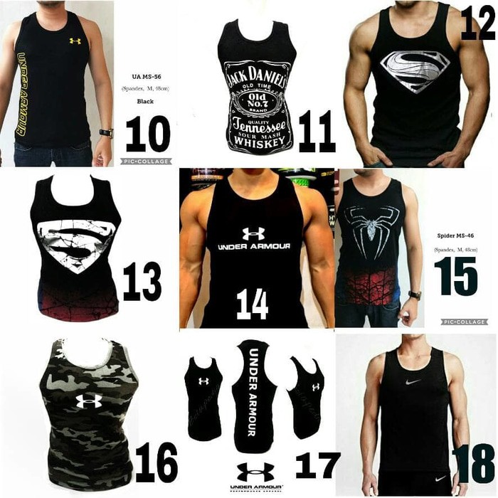 Singlet Baju Kaos Fitness gym Fitnes Underarmour under armour punisher