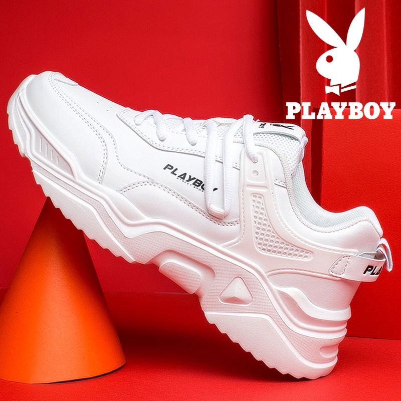 Playboy Sepatu Pria 2022   Platform Kulit Putih Ayah Sepatu Olahraga Kasual In Fashion Sepatu