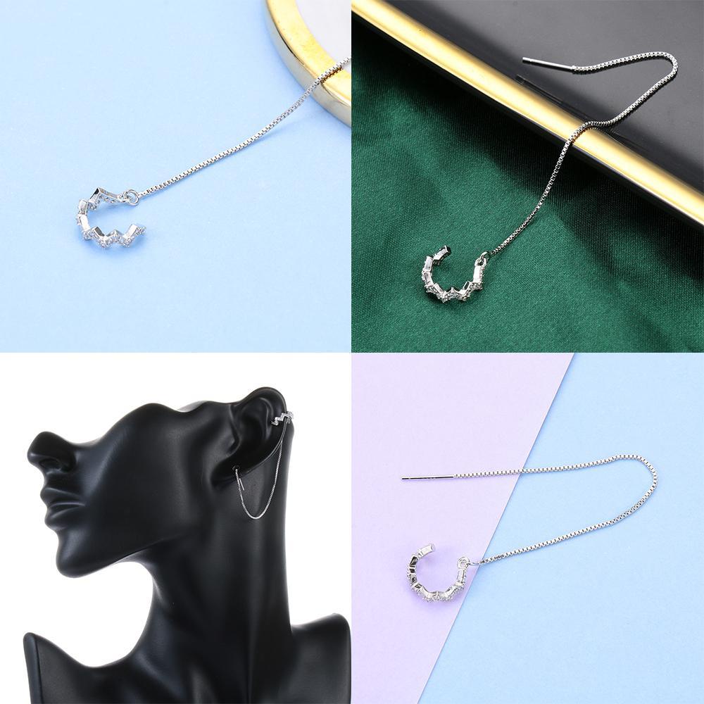 Lily 1pc Ear Cuff Threader Fashion Pertunangan Pernikahan Berlian Putih Zirkon Manset Telinga Pendaki