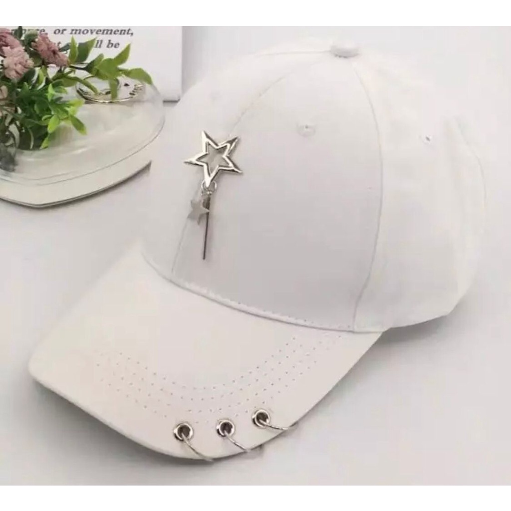 Topi anting bintang korea/topi simpel kece terbaru(cod)