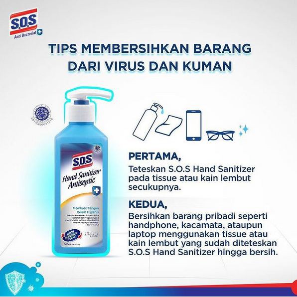 ORIGINAL SOS Hand Sanitizer Antiseptic BOTOL Refill 500ml / SOS Handsanitizer Pump / HELLOMARTID