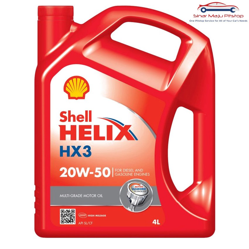 Shell Helix HX3 20W-50 - Pelumas Oli Mesin Mobil Bensin 4 Liter Original