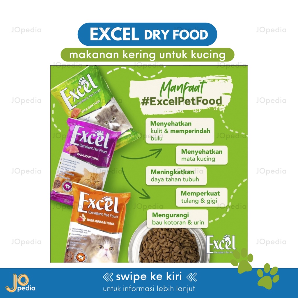EXCEL Makanan Kucing Kering Dry Cat Food Kibble Adult Kitten 500gr