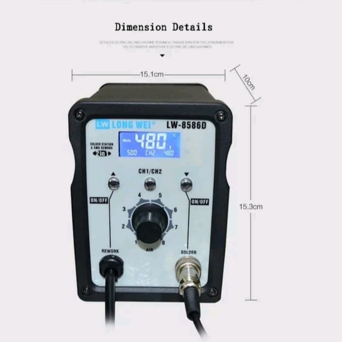 SOLDER UAP BLOWER LONG WEI LW-8586D 2 IN 1 ORIGINAL