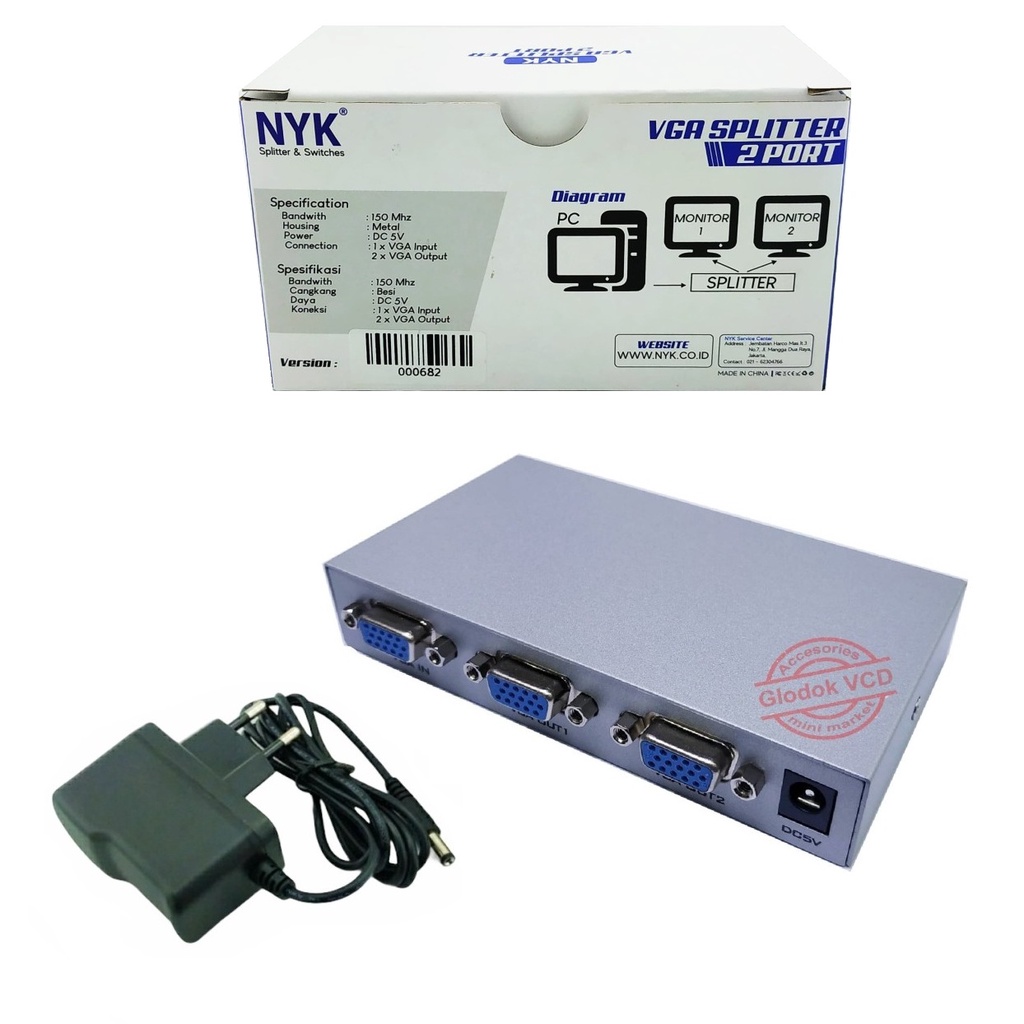 VGA Splitter 2 Port / VGA Spliter 1 x 2