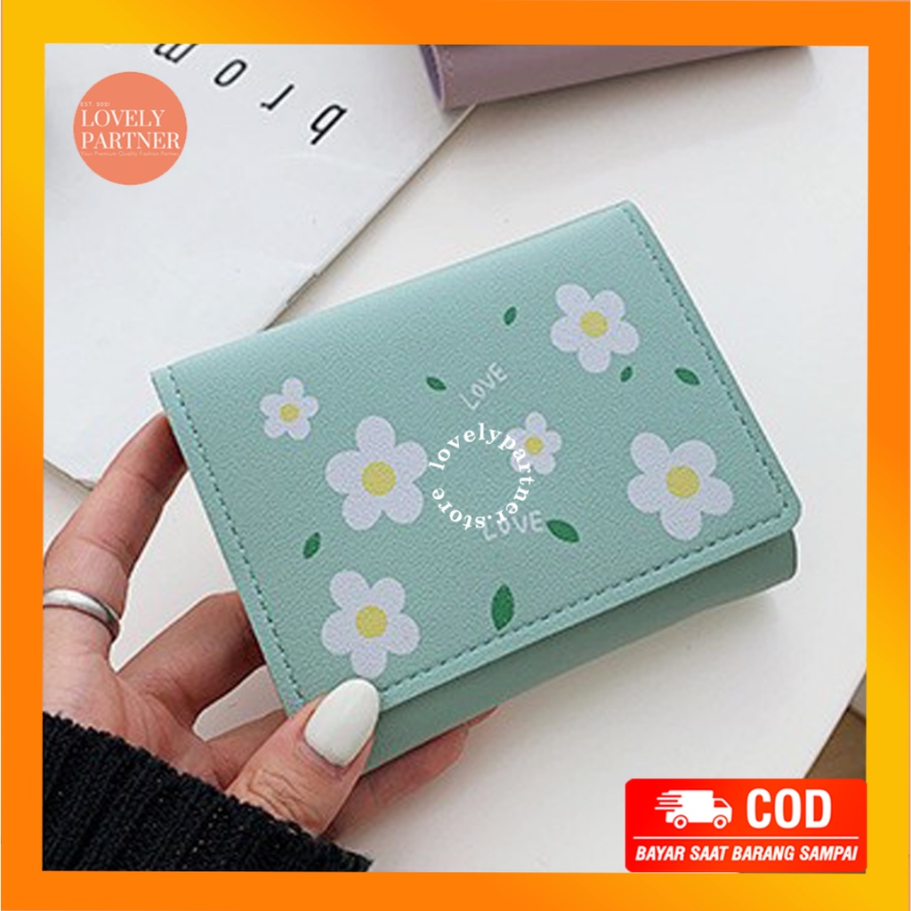 W10 Dompet Wanita Mini Perempuan Cewek Motif Bunga Lucu Kantong Koin Kartu Uang Foto Klip Women Wallet Kulit PU Leather Hitam Lipat Kecil Panjang Miniso Korea Pria Cowok Laki Laki Cowo Import Premium Murah Tas Dompet Wanita Import Cewe Cantik Lipat Bagus