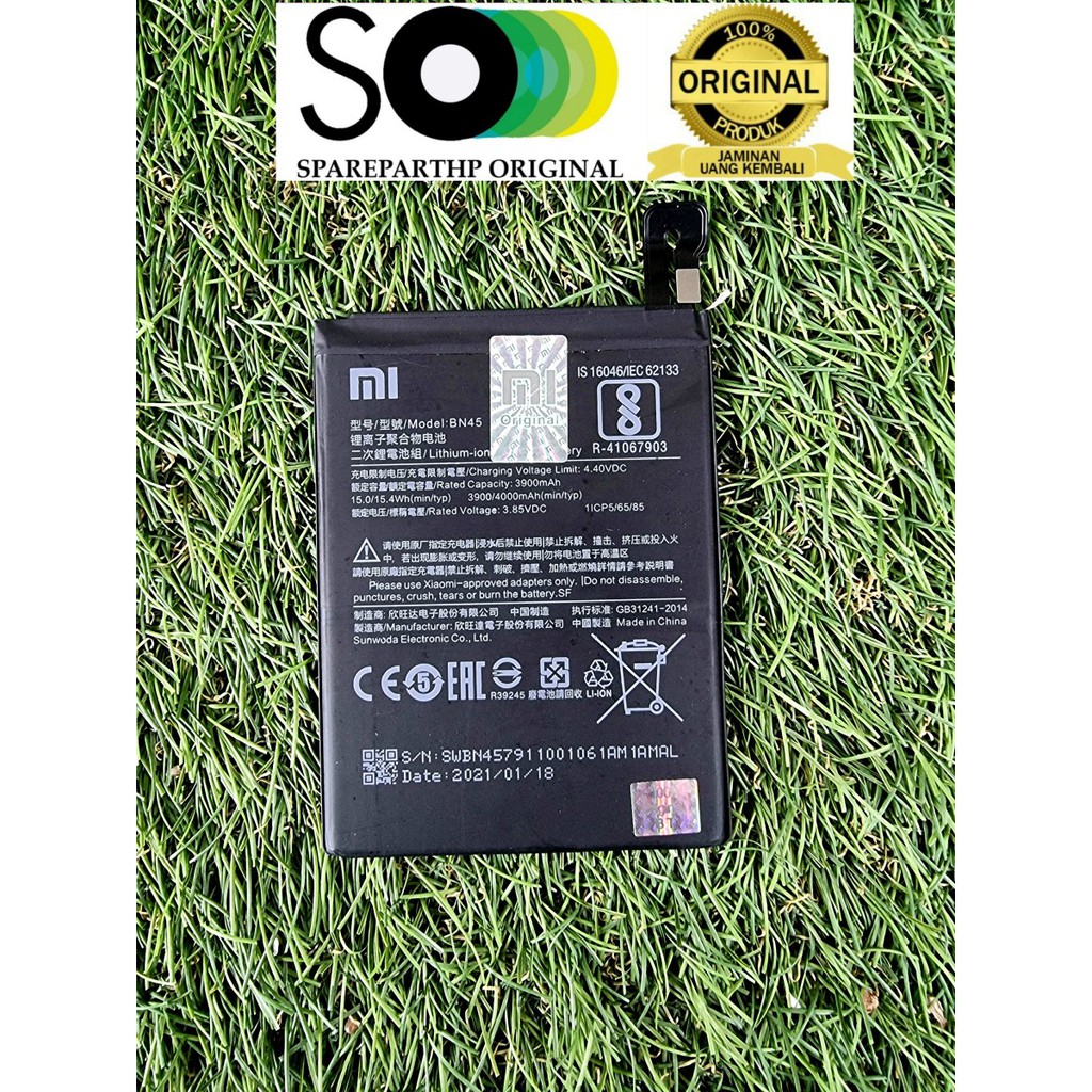 DIJAMIN ORIGINAL 100% BATRE BATERAI BN45 XIAOMI REDMI NOTE 5 / 5 PRO