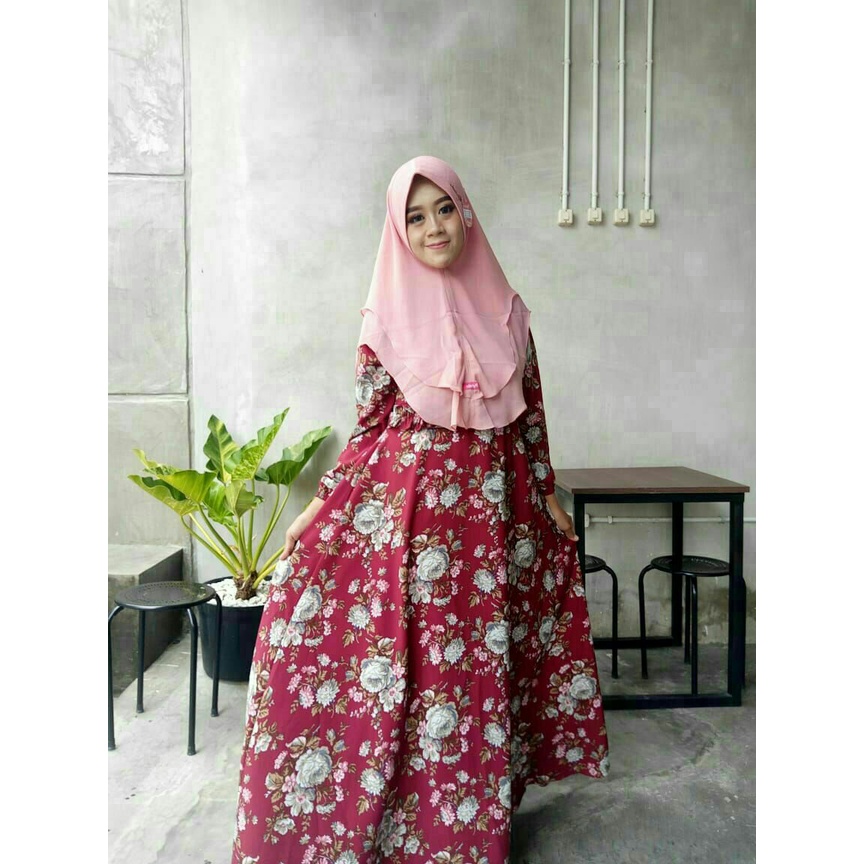 Gamis Dress Terbaru 2022 Motif Bunga Premium Shanaya Nalindra