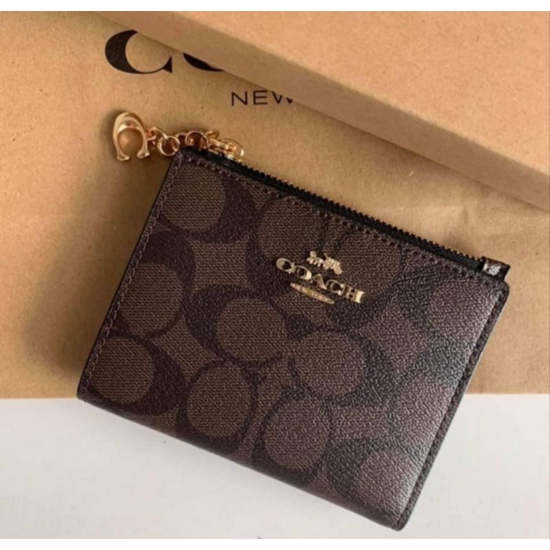 Coach Snap Card Wallet In Signature Canvas(F78002)