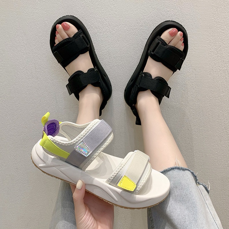 TBIG [COD] Sandal Tali CHAVA Wedges Wanita Import Korea Style Santai Wanita Remaja