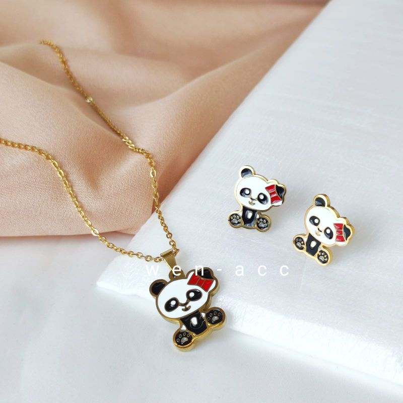 Kalung Set Liontin+Anting Anak Titanium Baru