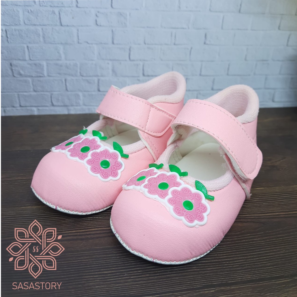 SEPATU PREWALKER BABY BAYI BUNGA DAUN ANAK PEREMPUAN 0-12 BULAN GP02