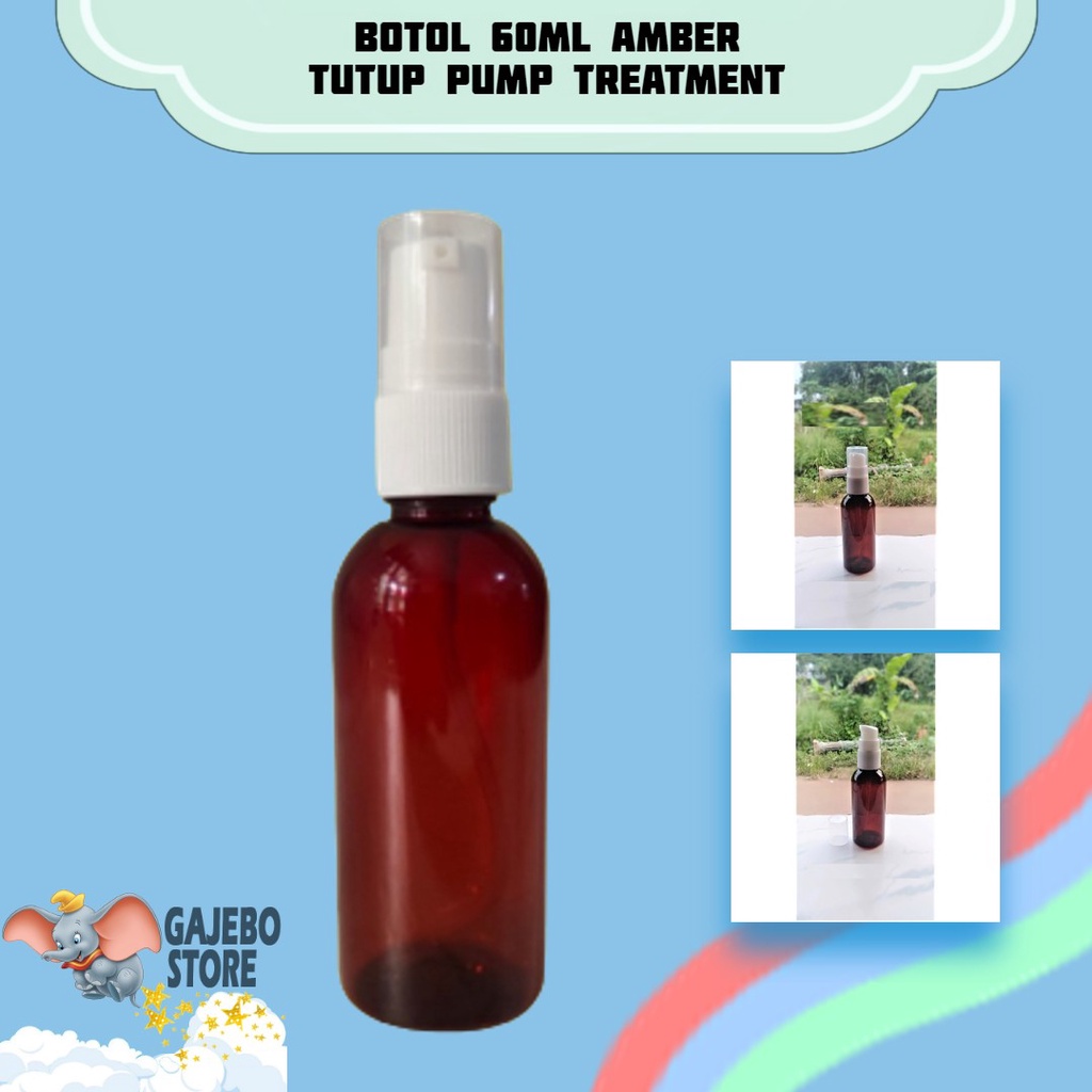 BOTOL PLASTIK 60ML AMBER PUMP TREATMENT N18 / BOTOL TREATMENT 60ML CLEAR BOTOL ISI ULANG