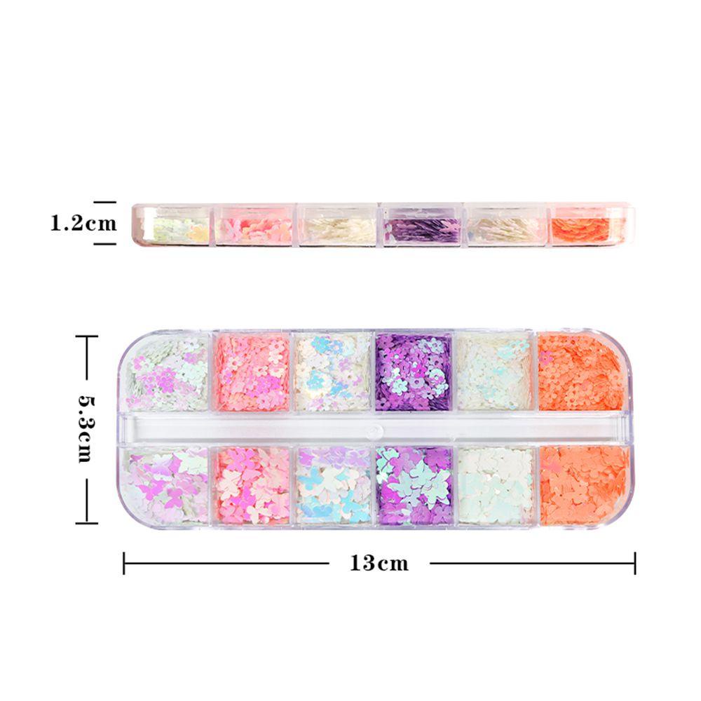 AUGUSTINA Agustina Nail Art Glitter Flakes Colorful Butterfly Plum Flower Flash DIY Dekorasi Kuku