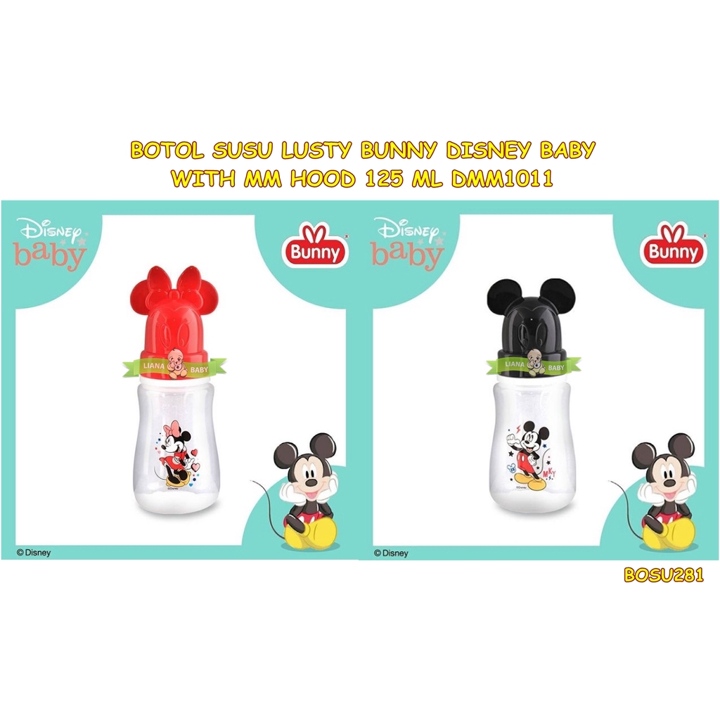 BOSU281 BOTOL SUSU LUSTY BUNNY DISNEY BABY WITH MM HOOD 125 ML DMM1011