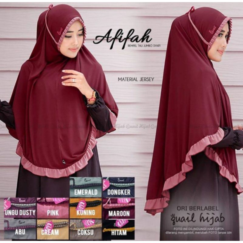 HIJAB AFIFAH TALI KOMBINASI/HIJAB JUMBO/HIJAB TALI