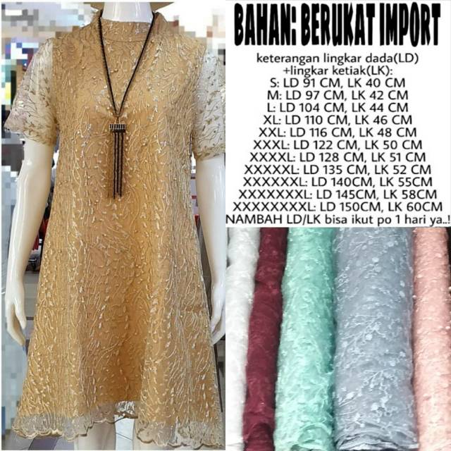 (ld 150 cm)Dress brukat kayla jumbo Bigsize