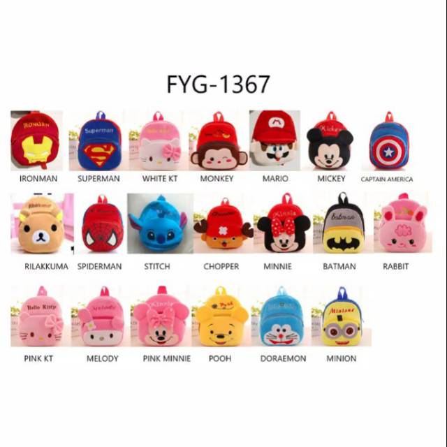 TAS ANAK KARAKTER - TAS ANAK BONEKA - TAS BONEKA MURAH - TAS 3D BERKARAKTER - GROSIR TAS BONEKA