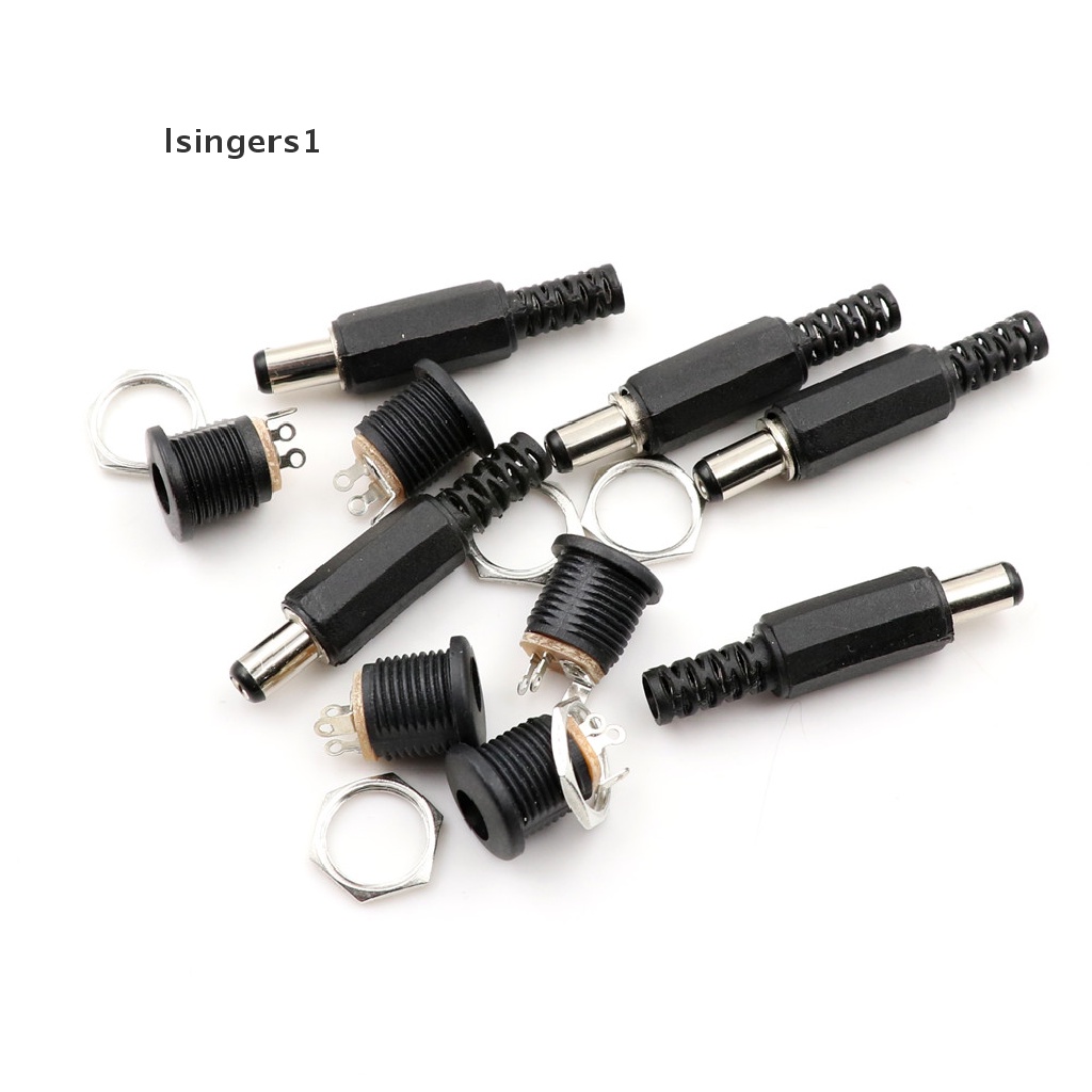 (lsingers1) 10pcs Konektor Power Plug DC Male Female 5.5mm x 2.1mm