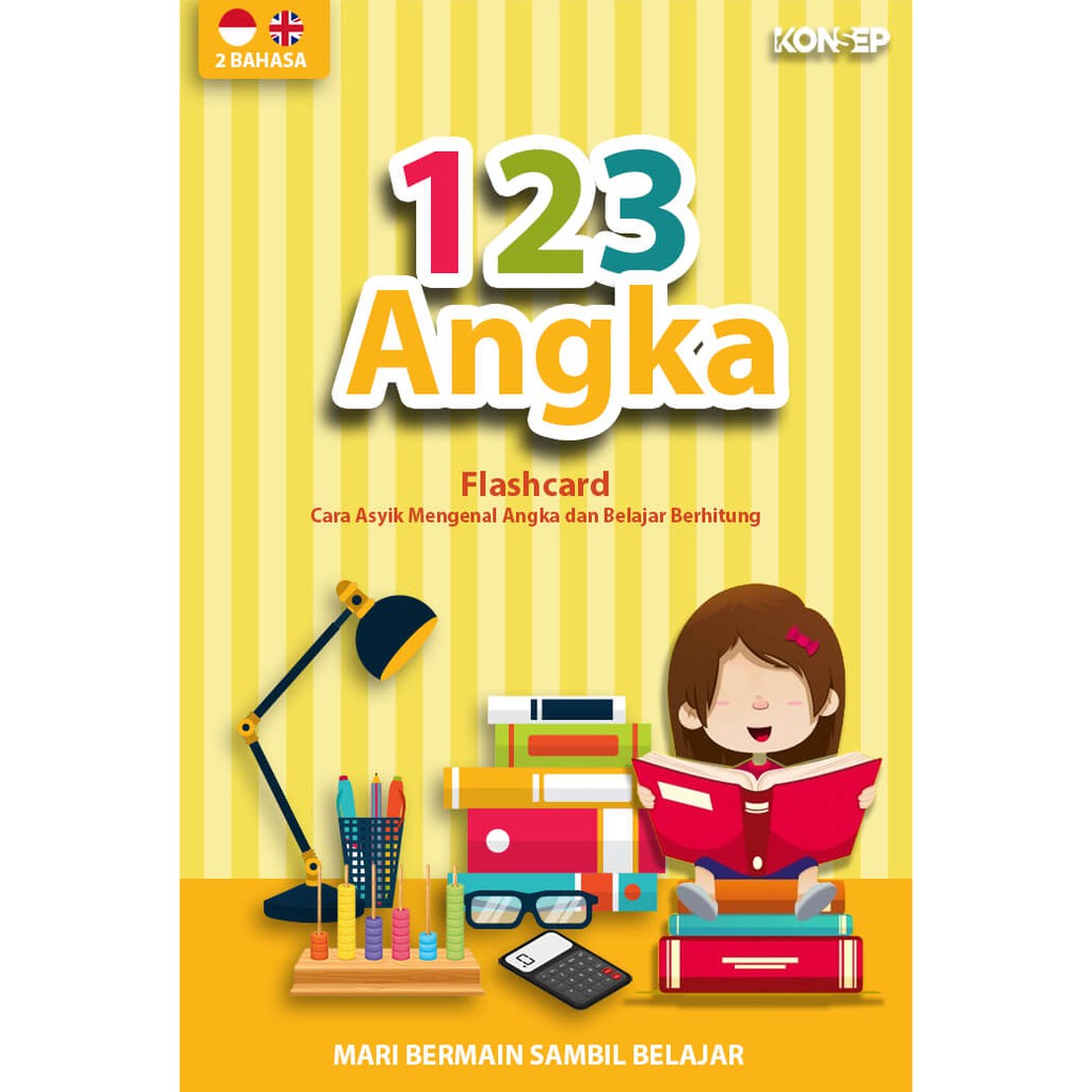 Flash Card 123 Angka - Kartu Belajar Anak Bergambar - Konsep Studio Original