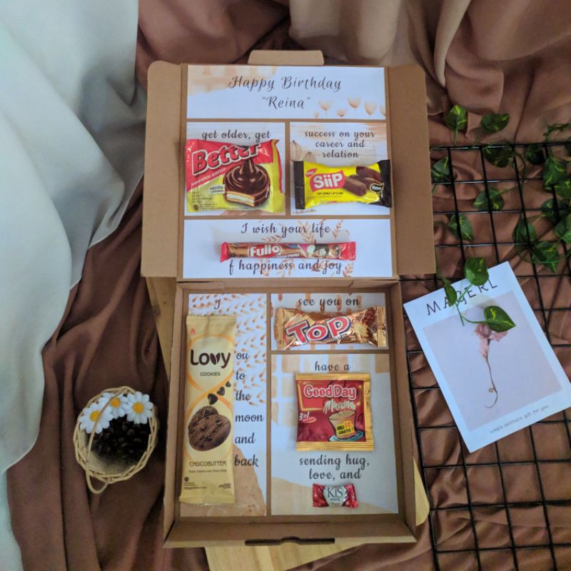 MAGERL SNACK BOX WISH / GIFT BOX / HAMPERS / SNACK BOX KATA KATA / BIRTHDAY BOX
