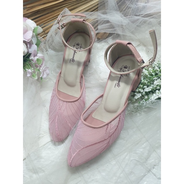 sepatu Emilia dustypink tali tinggi 5cm tahu