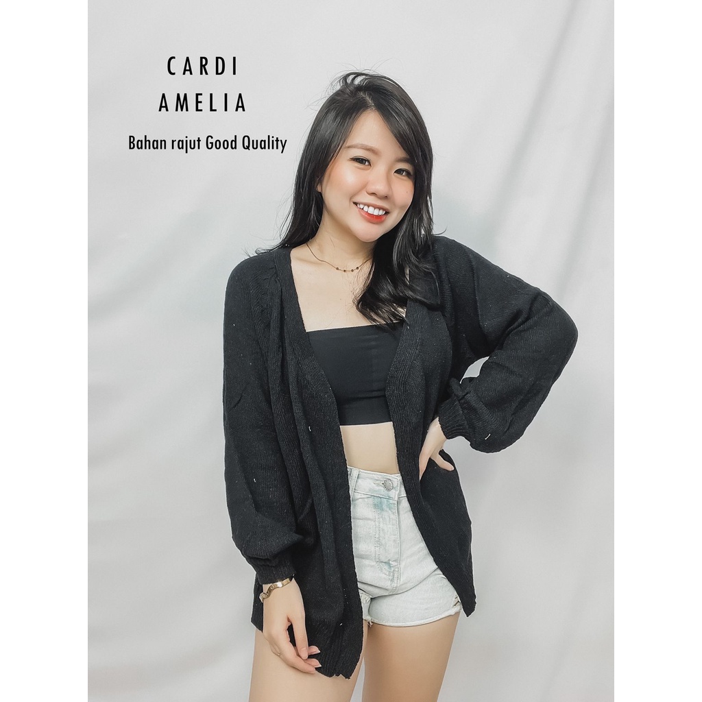 [Cardi Amelia BC]Cardigan wanita rajut BLACK/GREY/CREME/MAROON