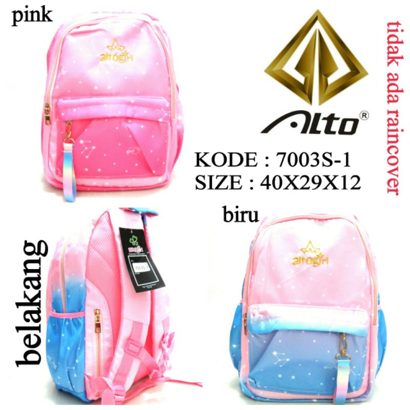 TERBARU TAS RANSEL SEKOLAH ANAK PEREMPUAN ALTO 7003S-7 F TIDAK ADA RAINCOVER WARNA PINK DAN BIRU HARGA TERMURAH