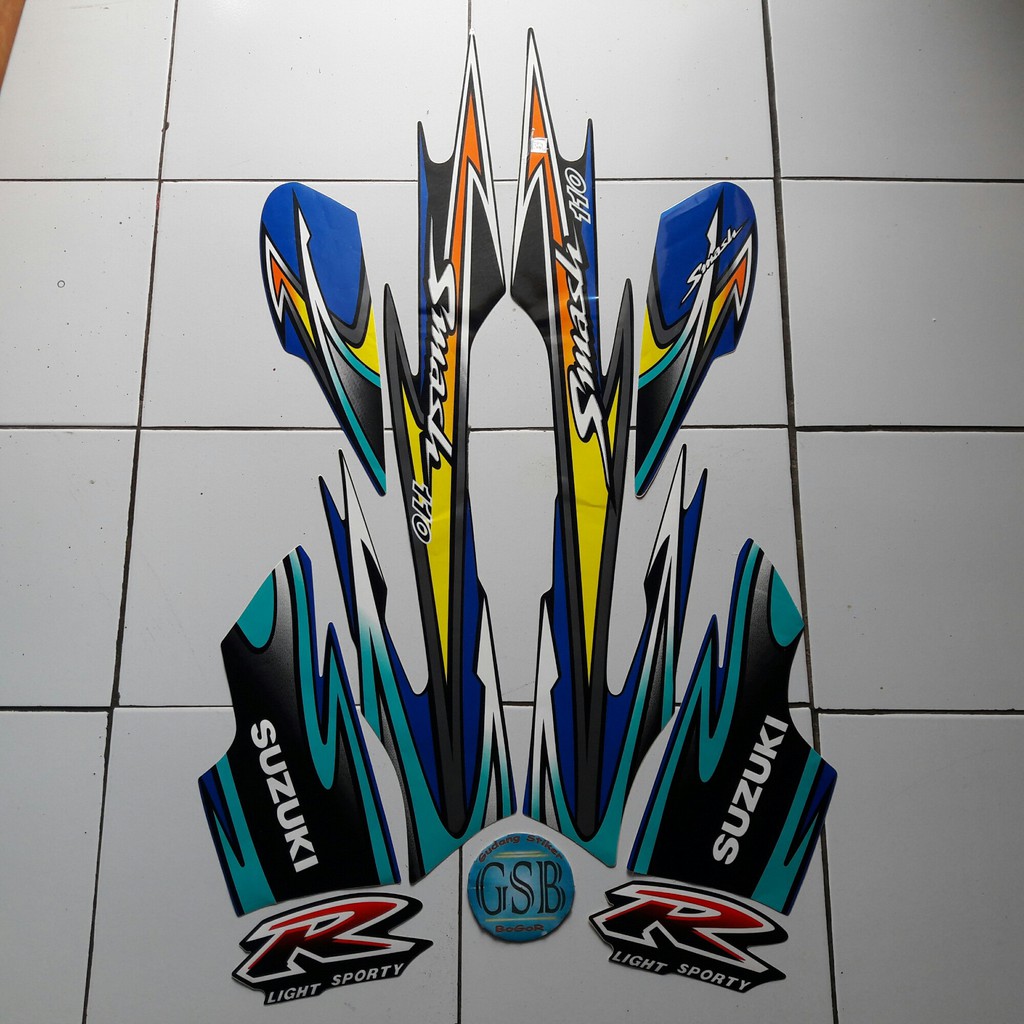 stiker motor smash 110r 2004 hitam biru