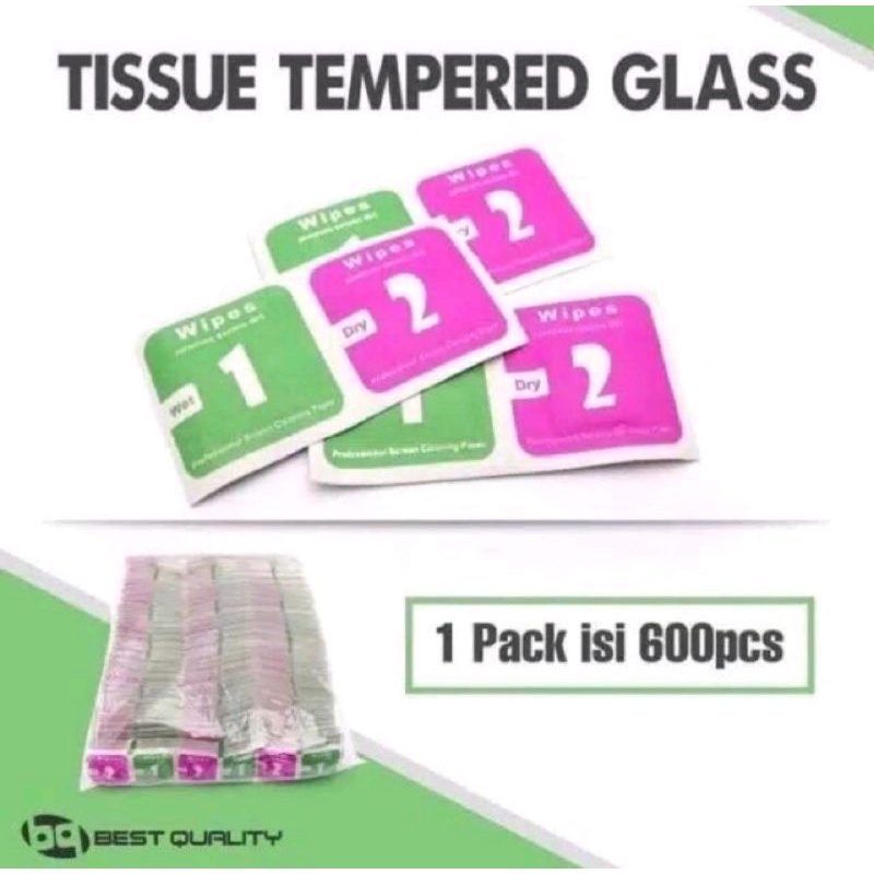 (Harga Per Pack isi 600Pcs) Tissue Tisue Tisu Tempered Glass 1 Set Tisu Basah Dan Kering