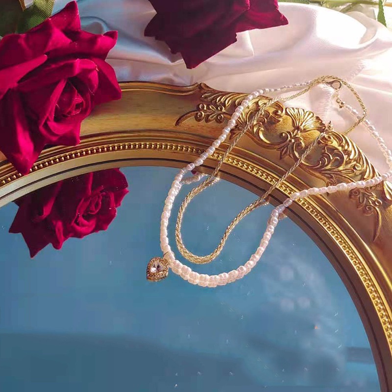 Kalung Double Layer Aksen Mutiara Gaya Korea Untuk Wanita