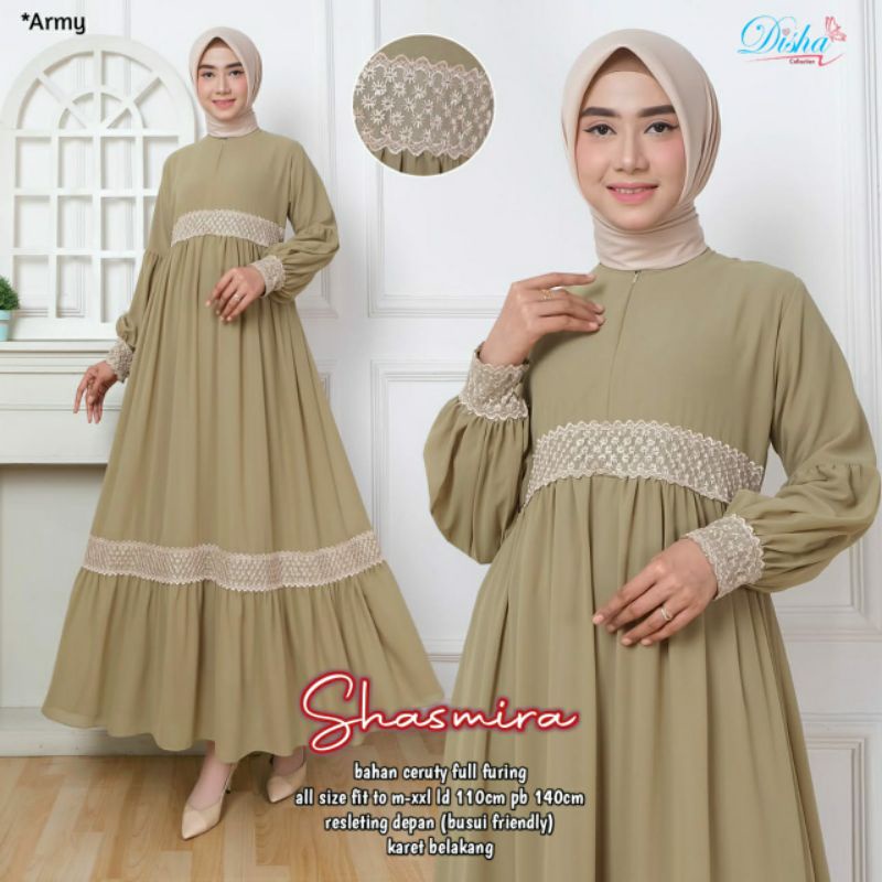 gamis polos renda// shasmira gamis