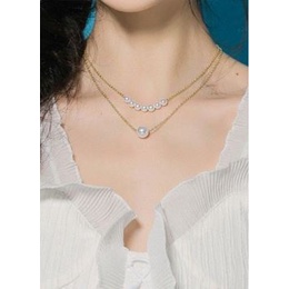 Evelyn Pearl Korean Necklace Kalung Korea Mutiara Double Layer Dua Lapis Multilayer