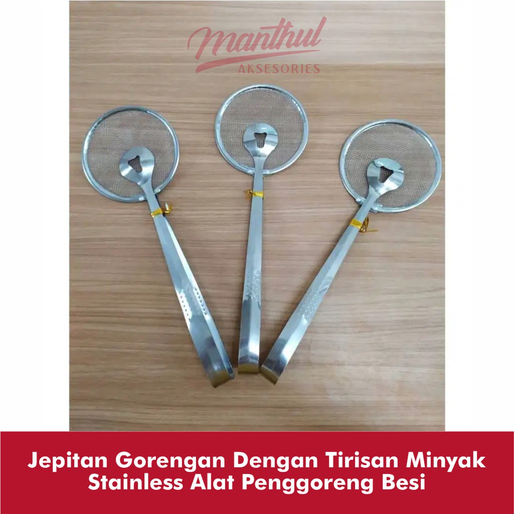 Jepitan Gorengan Dengan Tirisan Minyak Stainless Alat Penggoreng Besi