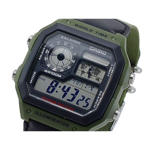 Casio Original AE-1200WHB-3B / AE1200WHB-3B Jam Tangan Pria - Digital - Canvas - Hijau Army