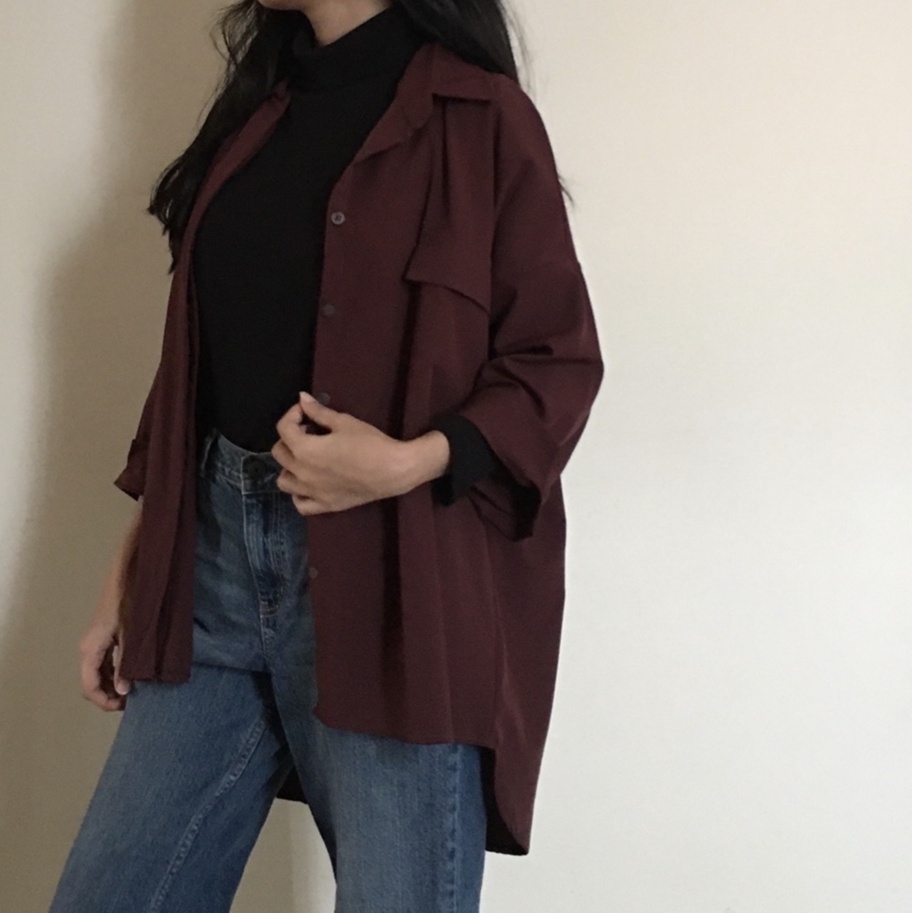 KEMEJA POLOS OVERSIZE KOREA STYLE