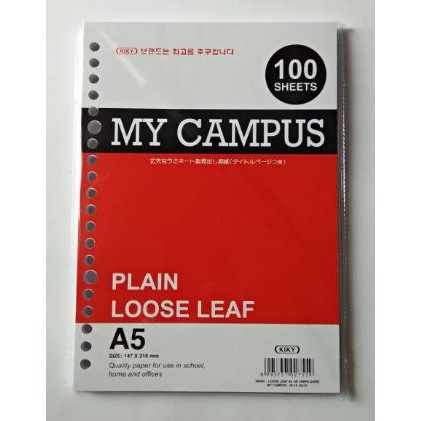 

Loose Leaf Polos / Plain Binder Kiky A5 100 Sheets 210x147mm / Isi Binder Kiky Ukuran A5