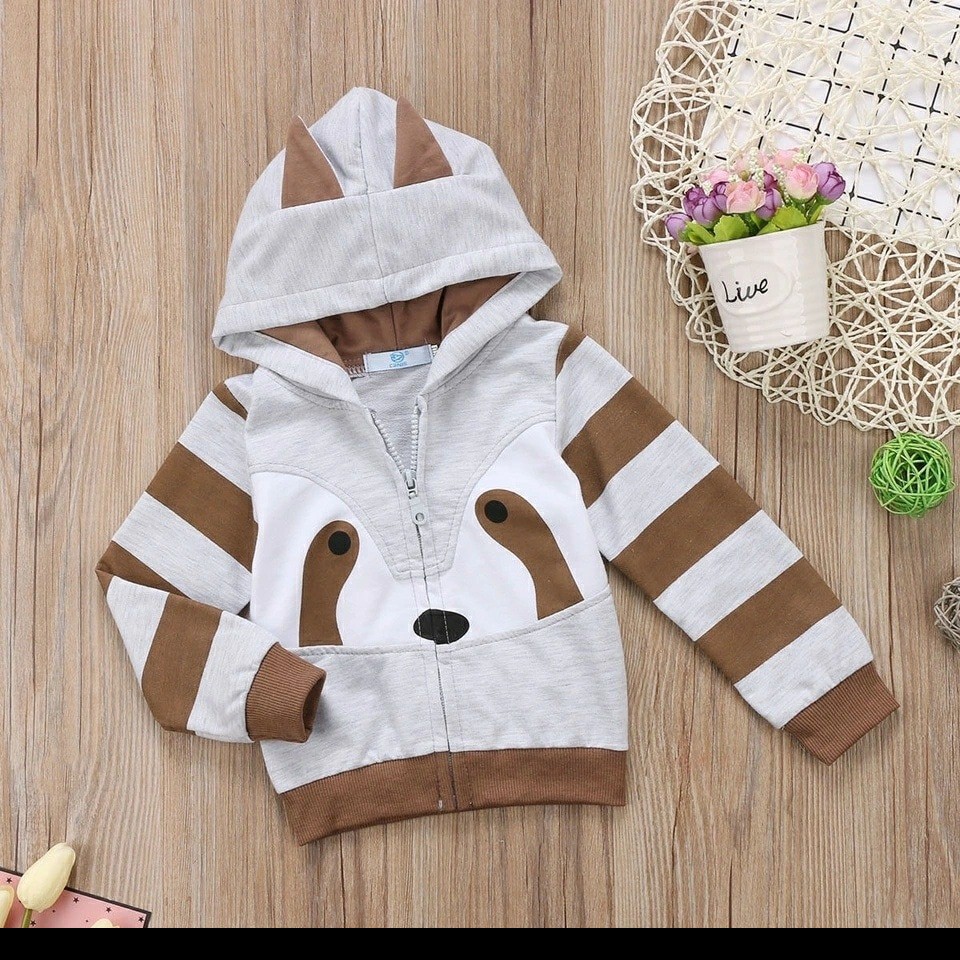 promo Jaket baby with hoodie hangat motif Musang lucu murah kualitas bagus