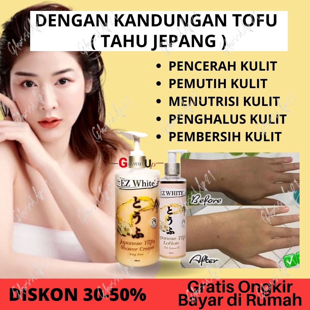 PAKET PEMUTIH BADAN PERMANEN EZ WHITE TOFU PAKET SHOWER N LOTION BODY WHITENING