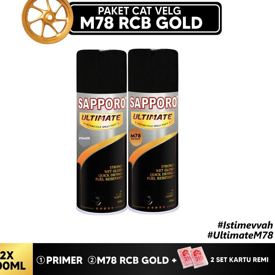 Paket Cat Velg M78 RCB Gold + Free Kartu Remi / Sapporo Ultimate / Cat Spray Semprot Aerosol Terbaik