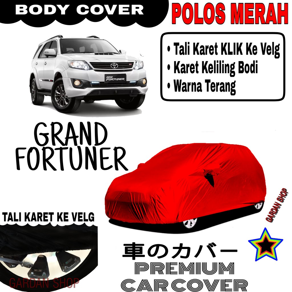 Sarung Mobil GRAND FORTUNER Polos MERAH Body Cover Penutup Body Fortuner PREMIUM