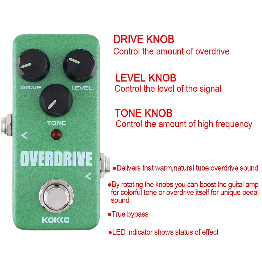 Kokko Pedal Efek Gitar Bass Elektrik Overdrive Delivers Natural Overdrive Sound True Bypass Full Metal