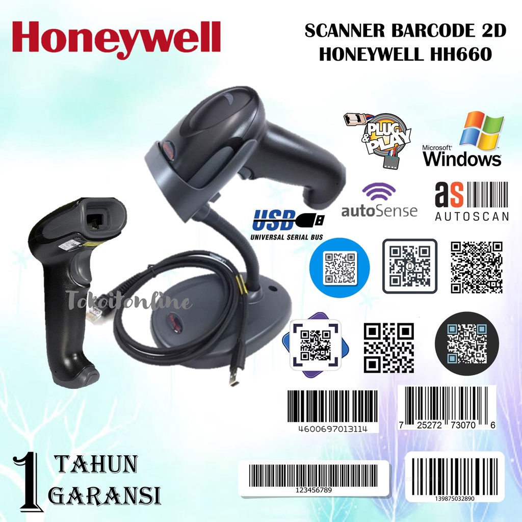 Honeywell HH660 Barcode Scanner QR 1D Dan 2D USB HH660 Plus Stand / Honeywell HH660 Scanner Barcode QR