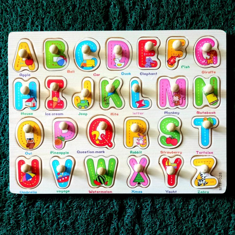 puzzel knop Huruf mainan edukasi anak kado ultah ulang tahun anak perempuan laki laki 3 4 5 tahun