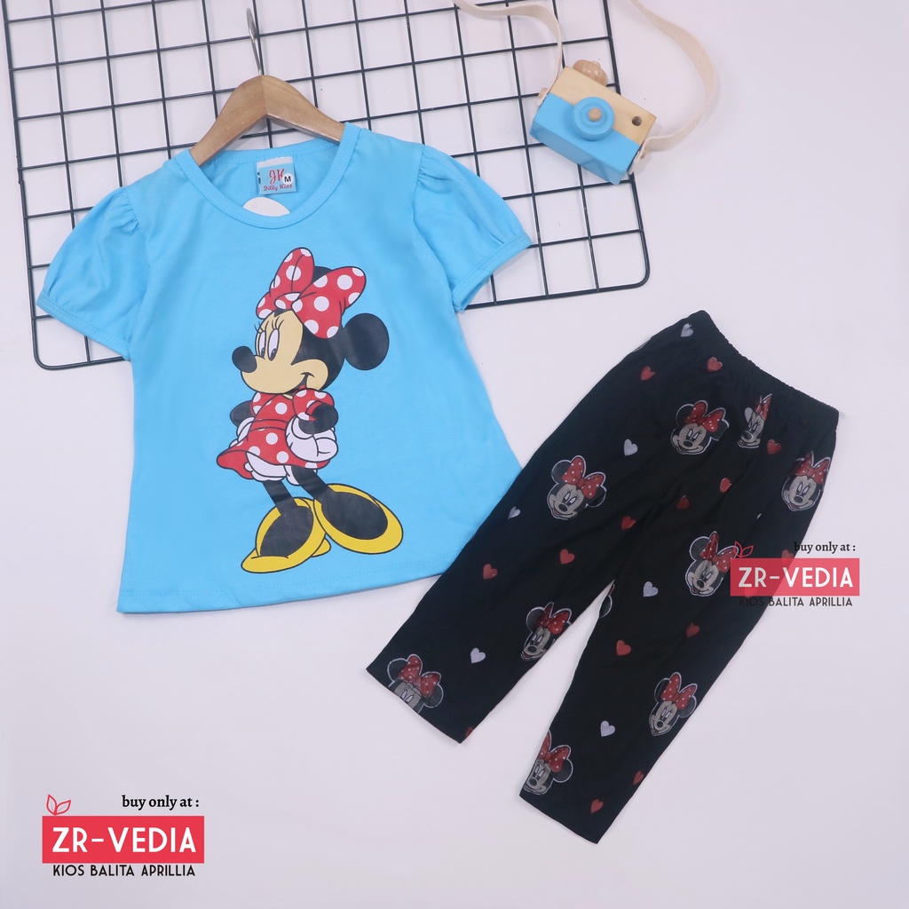 Setelan Mikkey &amp; DOLL uk 4-5 Tahun / Baju Anak Karakter Perempuan Celana Panjang Disney Import