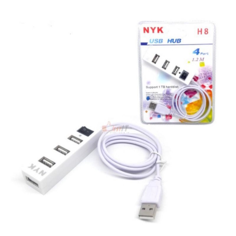 usb hub nyk 4 port v 2,0 H 08 kabel 1,2m