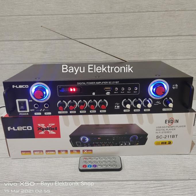 Power Amplifier Subwoofer Fleco Sc-211Bt Bluetooth Karaoke Fm Radio -
